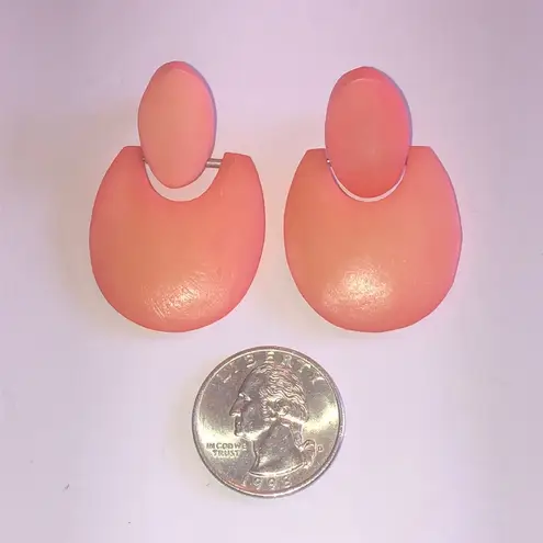 Vintage Pink Melon Color Boho Retro Door Knocker Earrings Black