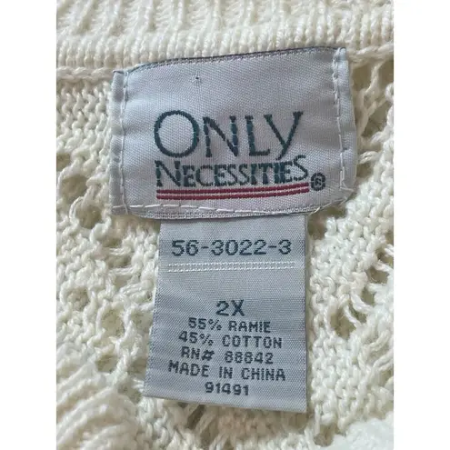 VTG Only Necessities Cream Open Knit Short Sleeve V
