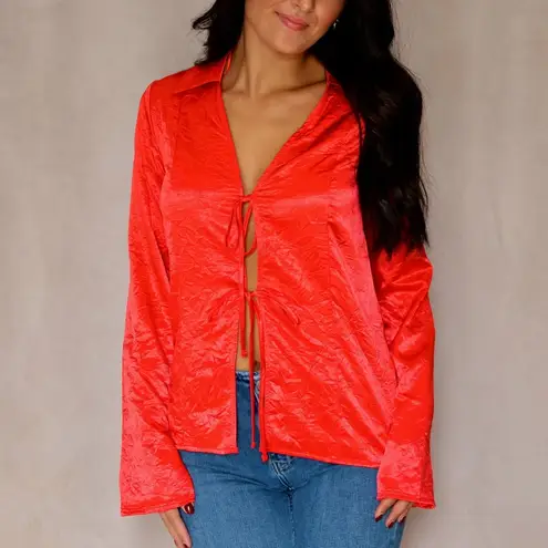 Free People  Star Eyes Crinkle Satin Top