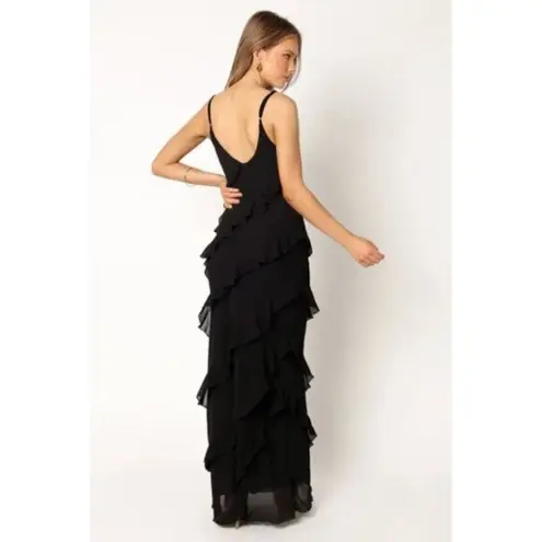 Petal and Pup Ciao Ruffle Chiffon Gown in Black Size X-Large