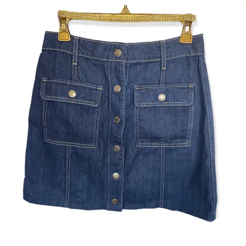 Hidden Jeans DENIM MINI SKIRT A-Line Button Up Woman size M