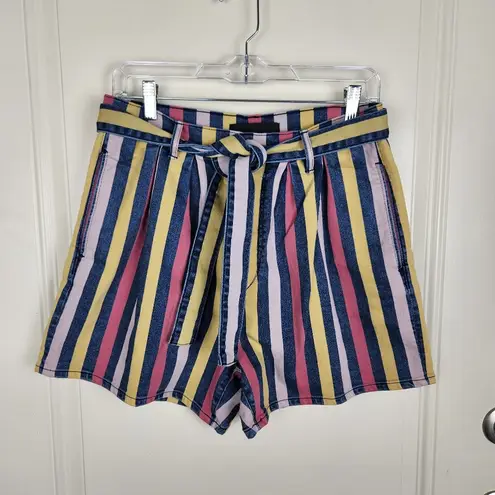 3x1 NYC Womens Denim Jean Flaunt Striped Belted Shorts Size 29