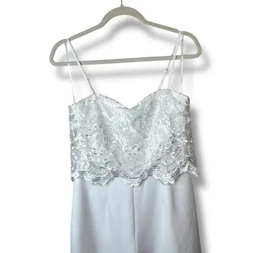 Lulus Exquisite Posture White Floral Embroidered Scalloped Tiered Jumpsuit Size M