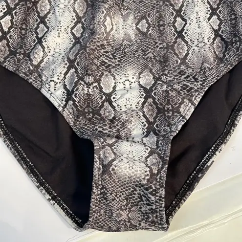 Rachel Roy One Piece Swimsuit Snake Print Halter Neck Women's Size S Black