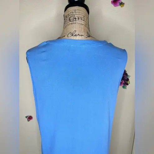 Kori Embroidered Light Blue V Neck Floral Tank Top Size Large