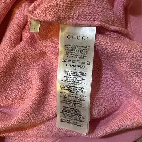 Gucci  Pink Cotton Jersey Hoodie with Crystal Hollywood Boulevard Patch