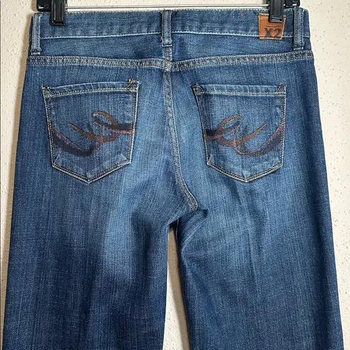 X2 Quality Denim Low Rise Dark Wash Wide Flare Leg Jeans Womens Size 2 R Blue