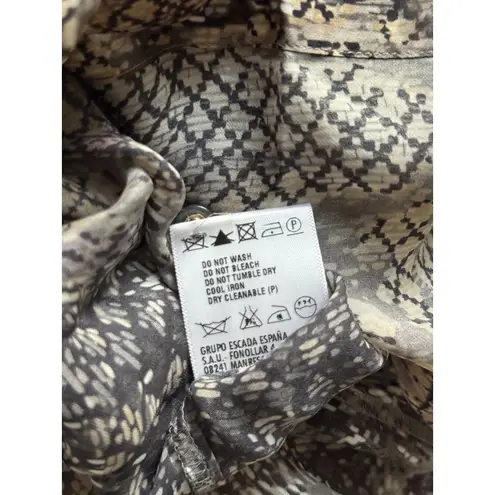 NWT ESCADA Silk Blouse Womens 40 (Medium) Brown Snake Print Button Up Shirt Top