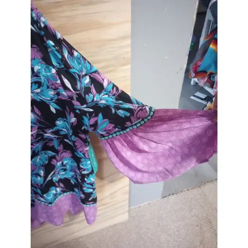 Women's Pioneer Woman NWT L/XL Flounce Sleeve Topper Kimono Purple Size L