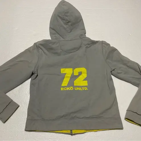 Ecko Red Ecko Unlimited‎ Y2K Reversible Full Zip Hoodie Yellow/Gray Womens Size Small