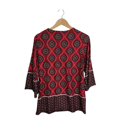 kim rogers Tunic Size Small Round Neck Womens Red Black Floral Pattern