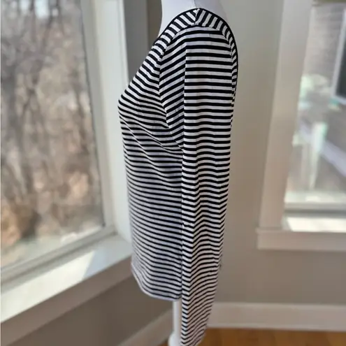 H&M  Black White Striped Backless Low Scoop Back Long Sleeve Crewneck Top Sz M