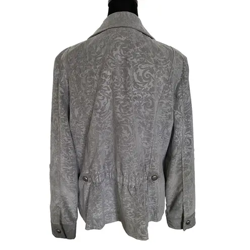 cj banks C.J. Banks Jacket Large Gray Paisley Zip Pockets RN 63823 Christopher Banks Work