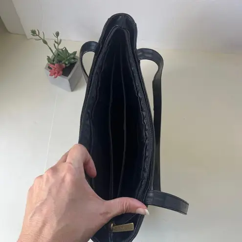 Landau Sacamoto Vegan Leather Bag Black Briefcase Y2K Career Classic Chic Tote