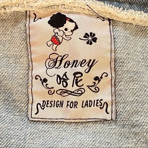 Vintage Honey Sweatshirt Hoodie Denim Jean Jacket Size Medium Blue