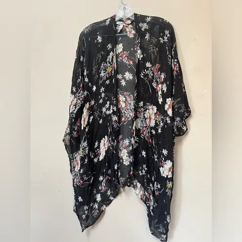 Quagga Women’s Black White Floral Bohemian Kimono Cardigan One Size Size undefined