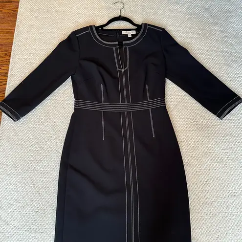Etcetera Black dress with white contrast stitching and 3/4 sleeves