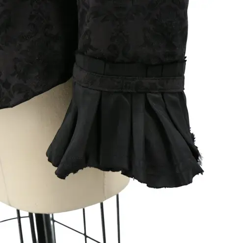 NWT Craig Signer Lined Floral Damask Raw Edge Taffeta Trim Evening Jacket Black Size L