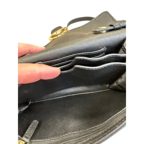 Michael Kors  womens authentic Black Leather Saddle Crossbody Purse SKU8146