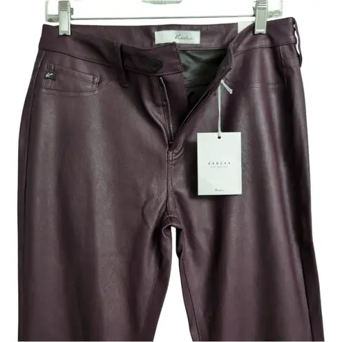 NWT KanCan Yoko Mid Rise Faux Leather Bootcut Pants Burgundy Flare Pants 9/28 Brown