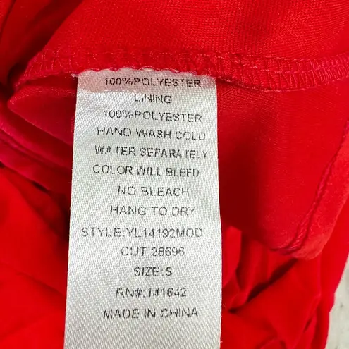 YA Los Angeles Coral Red Plisse Pleated Maxi Dress Pleated Bodice from ModCloth