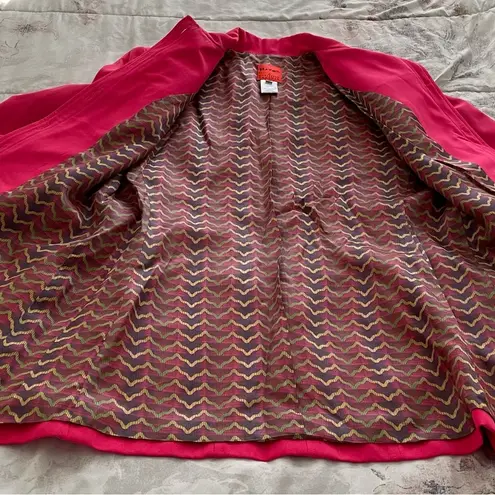 Christian LaCroix Vintage Bazar hot pink 100% wool button up lined blazer, 40