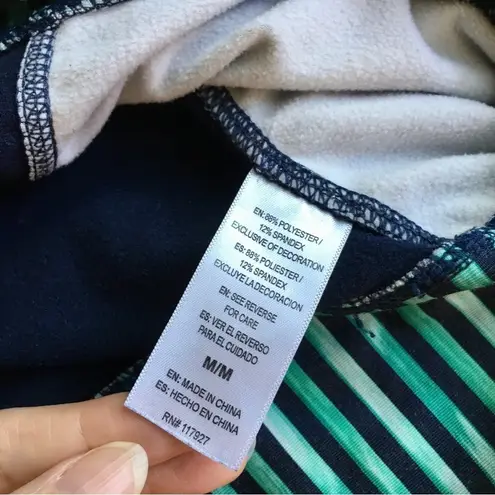 Reebok  Stripe Performance, Fleece Lined Hoodie, Navy Blue, Green, Size M