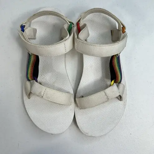 Teva Size 7 Sandals Original Universal Pride White Rainbow 1125890 Adjustable