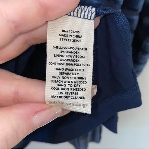 Soft Surroundings Meri Velvet Burnout Tunic Stripe Chiffon Cowl Neck Size Medium