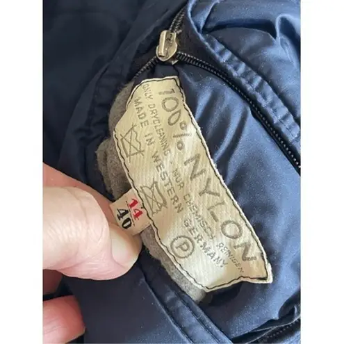 Vintage Bogner Women's Belted Coat Jacket Navy Blue Nylon Made in West Germany Size undefined
