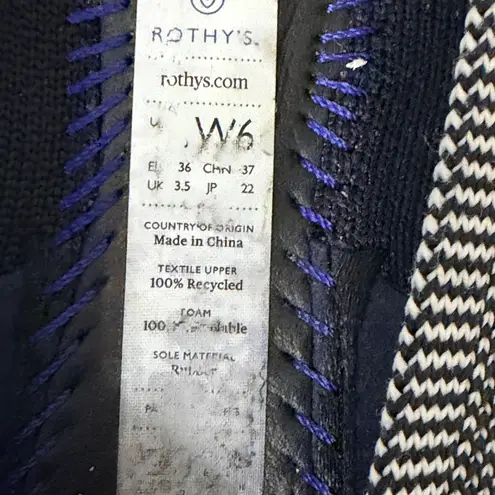 Rothy's The Flat Cloud Grey Birdseye Round Toe Ballet Black/White Women's 6