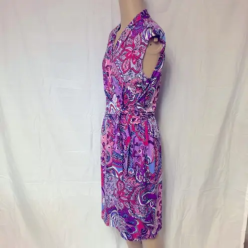 Karin Stevens Paisley Print Dress With Belt Size 10