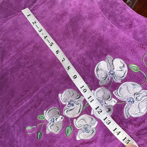 Bob Mackie Vintage Leather Jacket • embroidered purple Iris