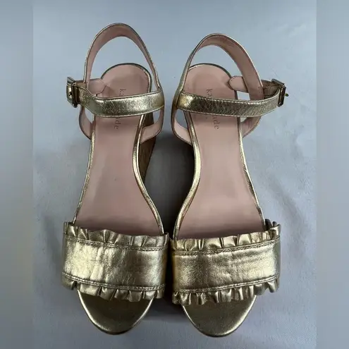 Kate Spade  New York Gold Metallic Tomas Ruffle Platform Wedge Sandals