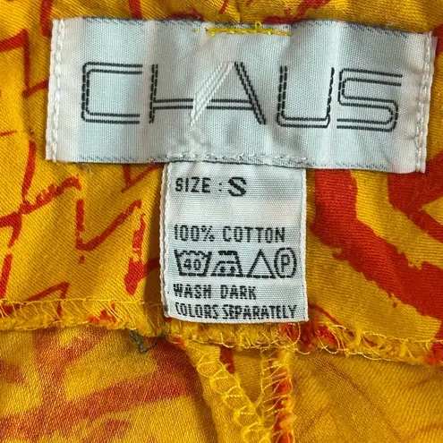 Vintage Cosby high waisted, pleated, wide leg abstract pattern cuffed shorts SM Orange