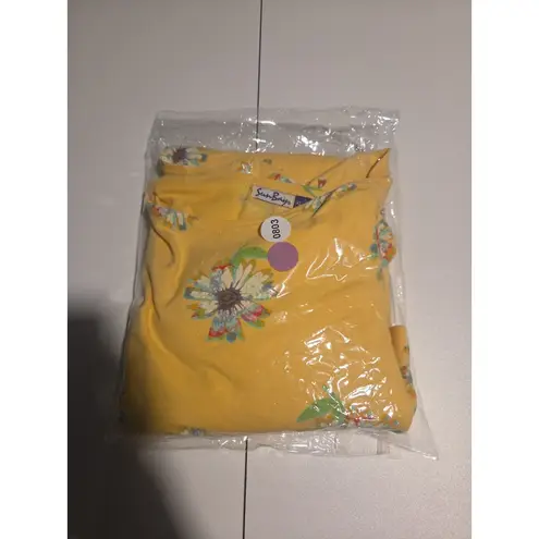 Sun Bay Yellow Floral Dress, Women's XL Vtg Print, Short Sleeve, Garden Party