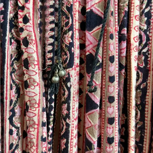 Vintage 1970s Phool Womens Size S Indian Block Print Cotton Boho Maxi Dress Pink