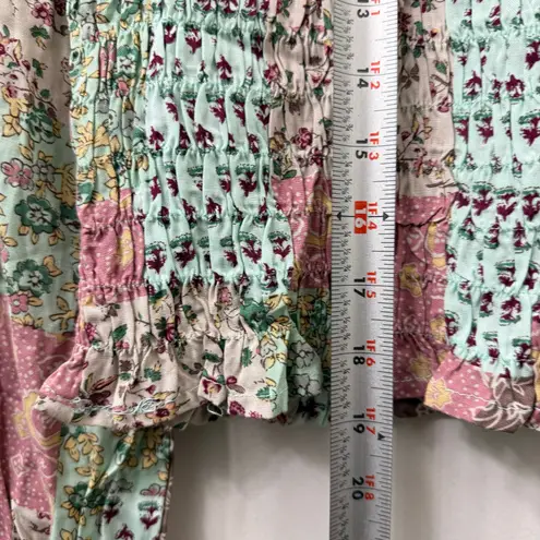 NEW Gigio USA Small Patchwork Smocked Top Cute Coquette Cottagecore Maximalism Pink