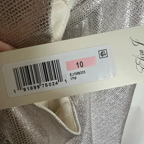 Eliza J Silver Surplice Evening Gown NWT Size 10 Maxi Dress Glam