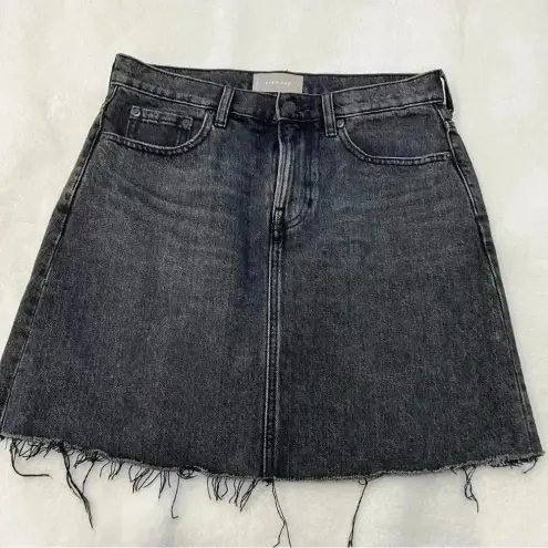 Everlane  Denim Skirt Raw Hem Washed Black 29