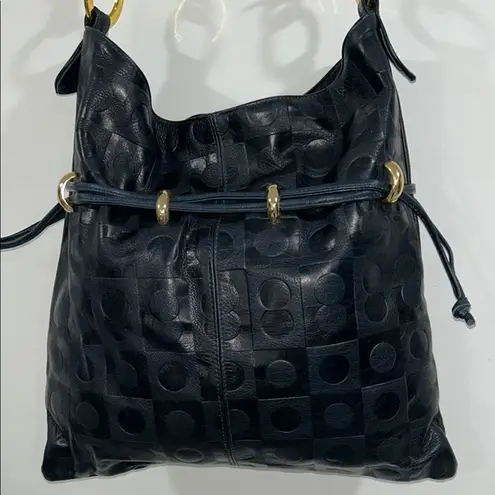 Andre Oliver Navy Blue Shoulder Bag with Snap Closure Gold