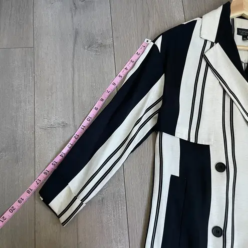 Topshop  striped duster jacket trench coat lightweight navy white