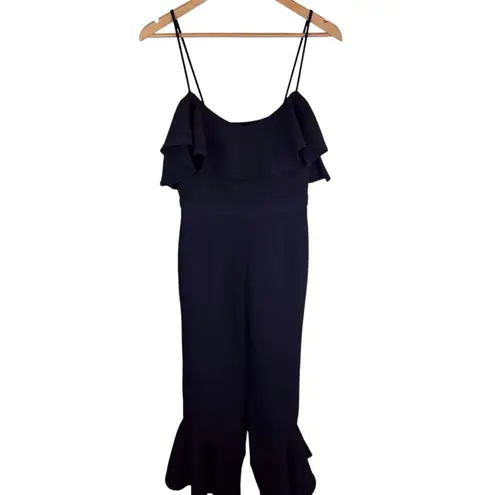 Likely Revolve Sansone Black Ruffle Jumpsuit Size 6 NWOT Hidden Zipper On Side