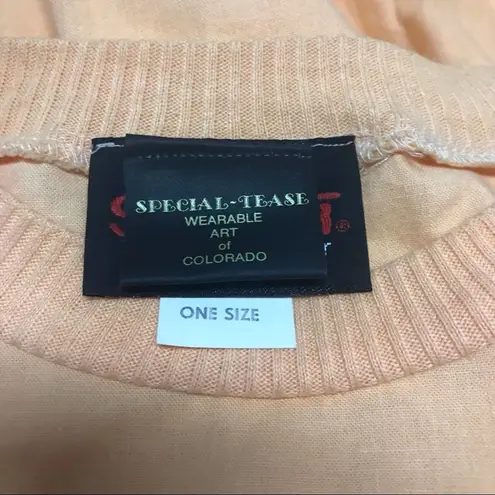 Vintage peach orange long sleeve pullover gold cactus graphic top ONE SIZE Size L