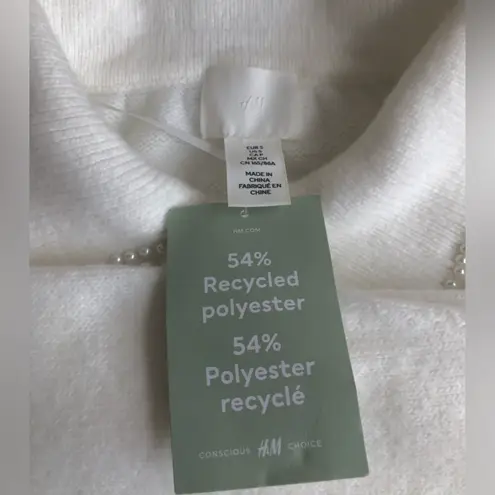 H & M women’s Collared Knit Dress Cream Pearl Collar Size S. - Image 8