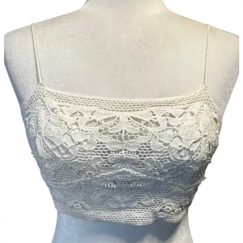 Free People One Ivory Lace Bralette – Adjustable Straps, Smocked Back Size Small