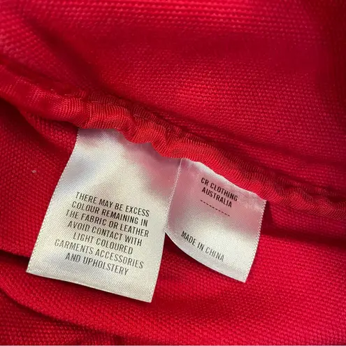 Country Road (AUS) Duffle Weekender Bag Zipper Tote Red Canvas White Polka Dot