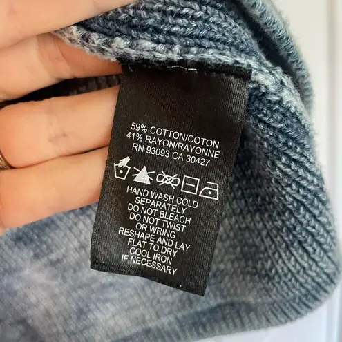 Nic+Zoe blue tie dye lace shoulder sweater small petite