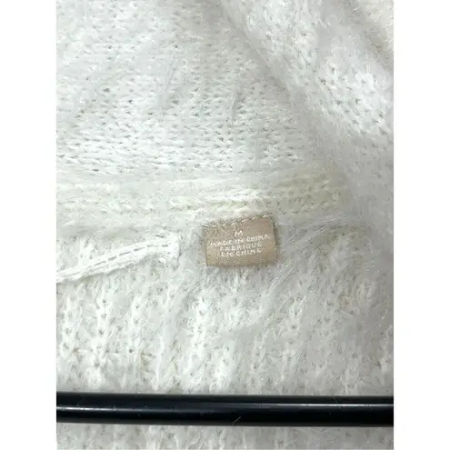 Anthropologie Knitted & Knotted Wool Blend Fuzzy Cardigan Sweater Size M White Size M