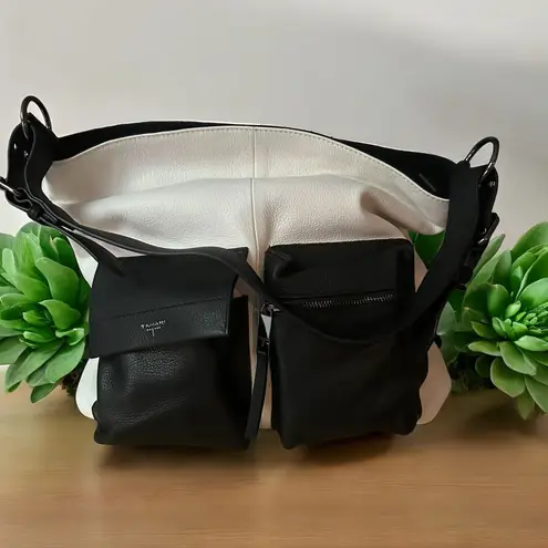 Tahari  Chelsea white and black large leather bucket bag